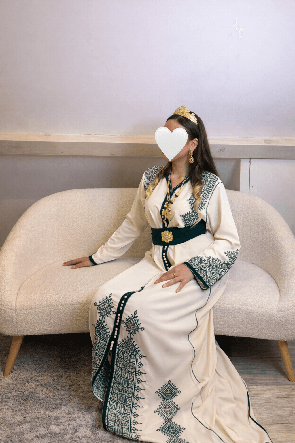 Robe Traditionnelle Blanche & Verte